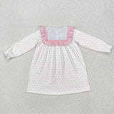 GLD0981 Embroidery Easter Cross Pink Girl's Dress