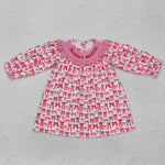 GLD0990 MAMA'S Bestie Bows Pink Smocked Girl's Dress