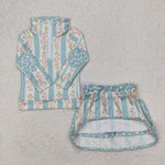 GLD1001 Spring Flower Girls Skorts Set
