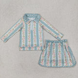 GLD1001 Spring Flower Girls Skorts Set