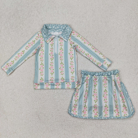 GLD1001 Spring Flower Girls Skorts Set