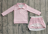 Preorder Samples GLD1014 Coquette Bows Pink Girls Skirt Shorts Set