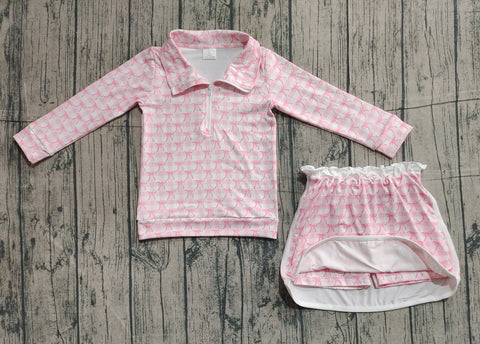 Preorder Samples GLD1014 Coquette Bows Pink Girls Skirt Shorts Set