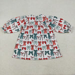 GLD1028 Christmas Coquette Bows Smocked Girl's Dress