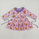 GLD1032 Pumpkin Flower Purple Girl's Dress