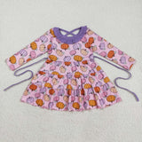 GLD1032 Pumpkin Flower Purple Girl's Dress
