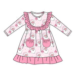 Preorder 05.30 GLD1037 Christmas Santa Bows Pink Girl's Dress