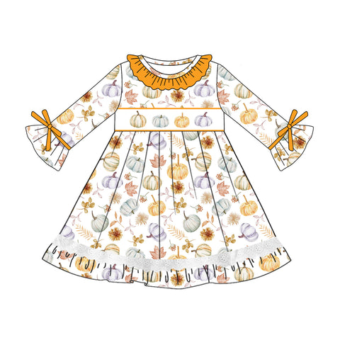 Preorder 06.02 GLD1038 Autumn Pumpkin Orange Girl's Dress