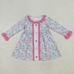 GLD1053 Embroidery Thanksgiving Day Pumpkin Turkey Flower Girl's Dress