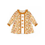 Preorder 06.07 GLD1058 Autumn Pumpkin Bows Orange Girl's Dress