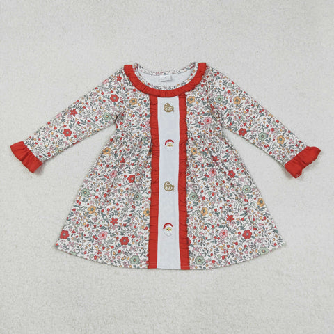 GLD1062 Embroidery Christmas Santa Cookie Flower Girl's Dress