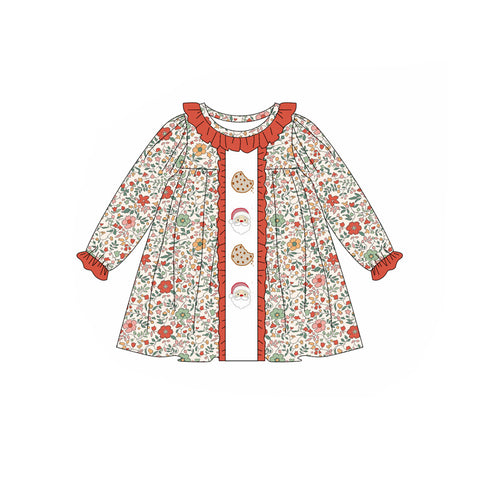 Preorder 06.07 GLD1062 Christmas Santa Cookie Flower Girl's Dress