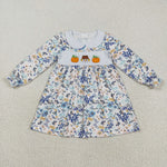 GLD1071 Embroidery Fall Scarecrow Flower Girl's Dress