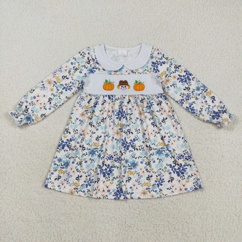 GLD1071 Embroidery Fall Scarecrow Flower Girl's Dress