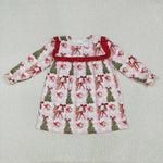 GLD1092 Christmas Santa Bows Red Girl's Dress