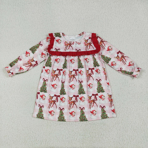 GLD1092 Christmas Santa Bows Red Girl's Dress