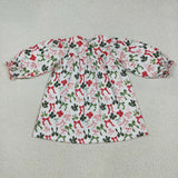 GLD1094 Merry Christmas Coquette Bows Smocked Girl's Dress