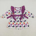 GLD1113 Halloween Bows Purple Girl's Dress