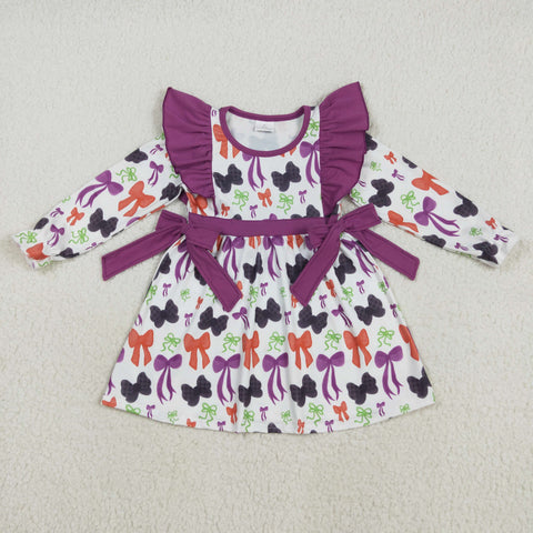 GLD1113 Halloween Bows Purple Girl's Dress