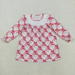 GLD1136 Christmas Santa Bows Red Girl's Dress