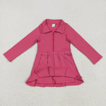GLD1146 Solid Color Pink Zipper Sports Yoga Girl's Dress Onesie