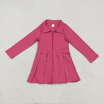 GLD1146 Solid Color Pink Zipper Sports Yoga Girl's Dress Onesie