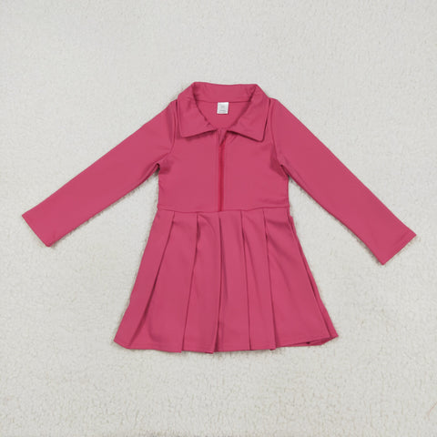 GLD1146 Solid Color Pink Zipper Sports Yoga Girl's Dress Onesie
