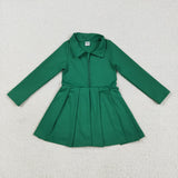 GLD1148 Solid Color Green Zipper Sports Yoga Girl's Dress Onesie