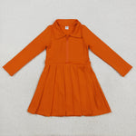 GLD1149 Solid Color Orange Zipper Sports Yoga Girl's Dress Onesie
