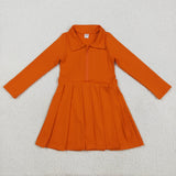 GLD1149 Solid Color Orange Zipper Sports Yoga Girl's Dress Onesie