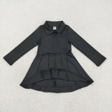 GLD1150 Solid Color Black Zipper Sports Yoga Girl's Dress Onesie
