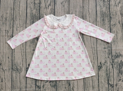 Preorder Samples GLD1157 Pumpkin Dog Pink Cute Girl's Dress