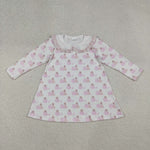 GLD1157 Pumpkin Dog Pink Cute Girl's Dress
