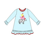 Preorder 08.11 GLD1200 Christmas Farm Animals Red Girl's Dress