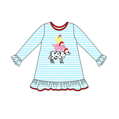 Preorder 08.11 Christmas Farm Animals Red Girl's Dress
