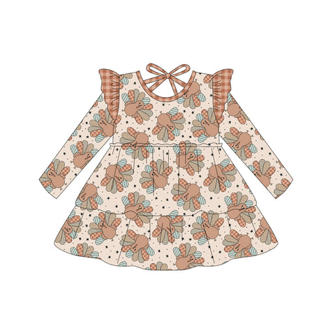 Preorder 08.18 GLD1217 Thanksgiving Day Turkey Girl's Dress