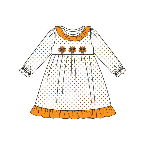Preorder 08.18 GLD1218 Thanksgiving Day Turkey Orange Girl's Dress