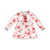 Preorder Samples GLD1233 Christmas Santa Bows Love Girl's Dress