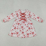 GLD1233 Christmas Santa Bows Love Girl's Dress