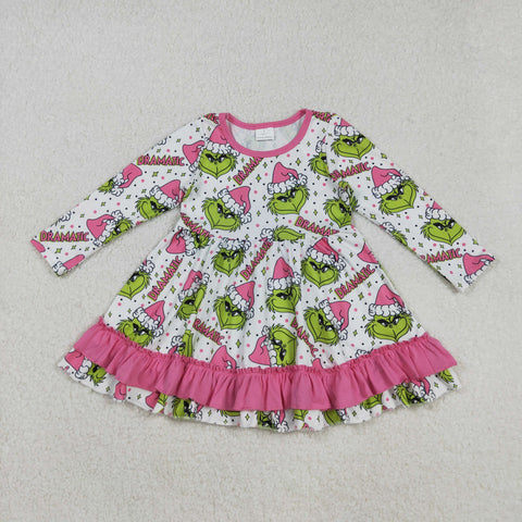 GLD1234 Christmas Dramatic Cartoon Pink Girl's Dress