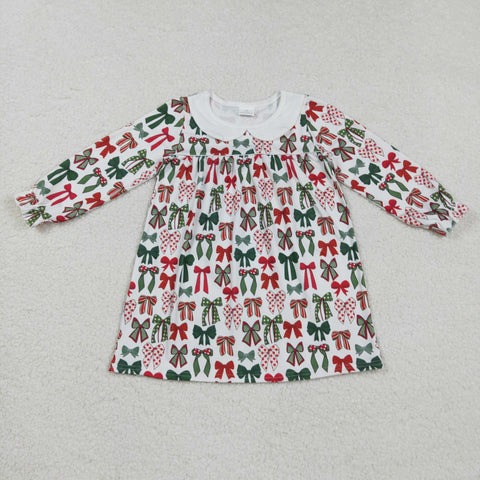 GLD1237 Christmas Bows Red Green Girl's Dress