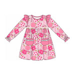 Preorder 08.30 GLD1239 Merry Christmas Jolly HOHOHO Pink Girl's Dress