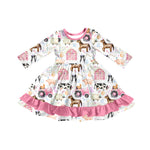 Preorder 08.30 GLD1243 Farm Animal Barn Pink Girl's Dress
