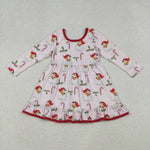GLD1251 Christmas Santa Pink Girl's Dress (12-18M to 7-8T)