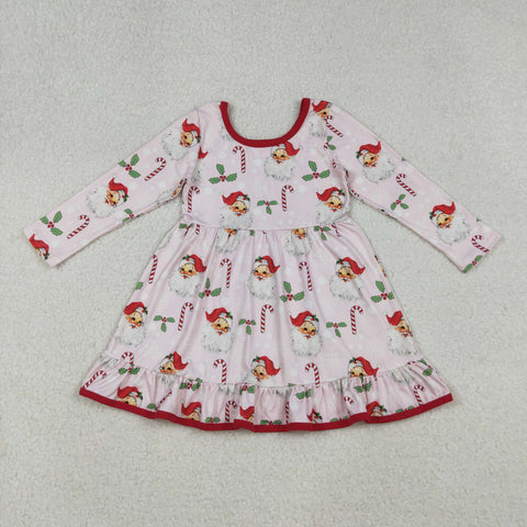 GLD1251 Christmas Santa Pink Girl's Dress (12-18M to 7-8T)