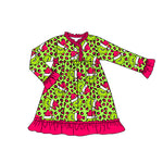 Preorder 09.04 GLD1254 Christmas Green Animal Leopard Girl's Dress Gown