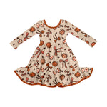 Preorder 09.04 GLD1255 Fall Pumpkin Bows Girl's Dress