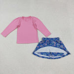 GLD1256 Garden Flower Pink Girls Skorts Set