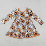 GLD1258 Halloween Pumpkin Orange Girl's Dress