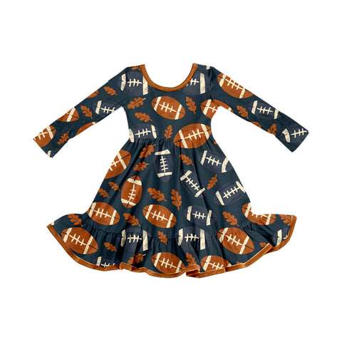 Preorder 09.07 GLD1263 Football Fallen Leaves Girl's Dress